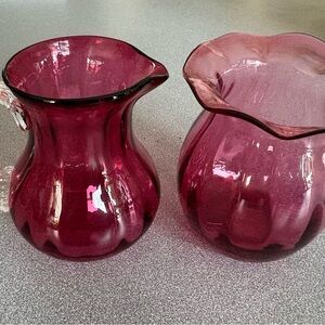 Vintage Cranberry Handblown Glass Set